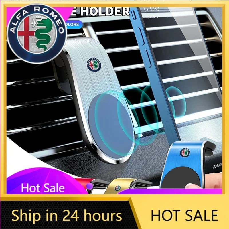 Adesivi per auto Alfa Romeo, supporto magnetico in metallo per telefono, compatibile con Alfa Romeo Spider, Giulia, Giulietta, 147, 156, 159, Mito, Stelvio