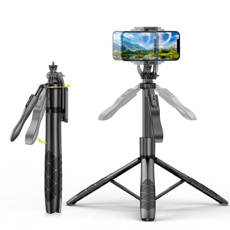 Mobile Phone Bluetooth Selfie Pole Dual Fill Light Portable Stabilizer Telescopic Tripod with Live Streaming Bracket