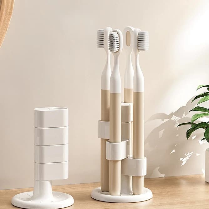 2 Pezzi Organizzatore Girevole per Spazzolini da Bagno, Supporto da Tavolo a Griglia Antiscivolo per Spazzolini Elettrici