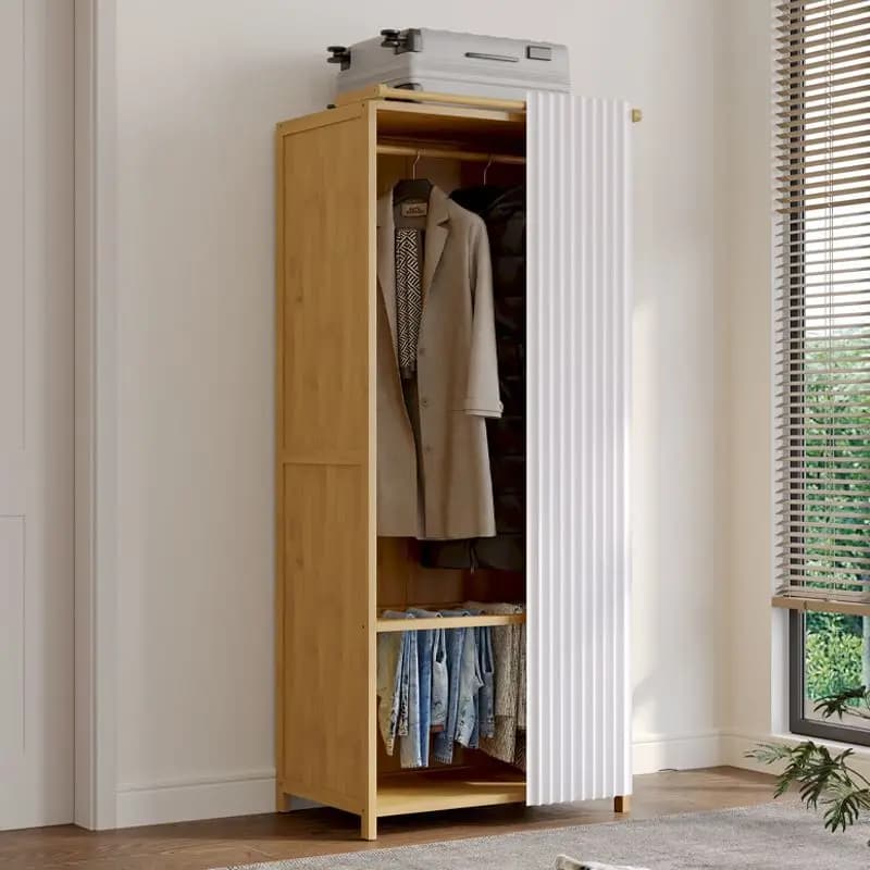 Affordable Wardrobe Closet Storage Unit Easy Assembly Tension Curtain for Bedroom Apartment Dorm New Arrival Bedroom Wardrobe
