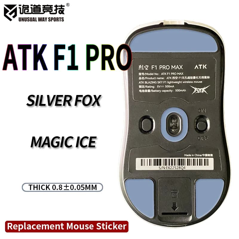 Modo insolito sport Mouse pattini piedi LieKong ATK F1 PRO MAX Glides Curve Edge Magic Ice Silver Fox Version