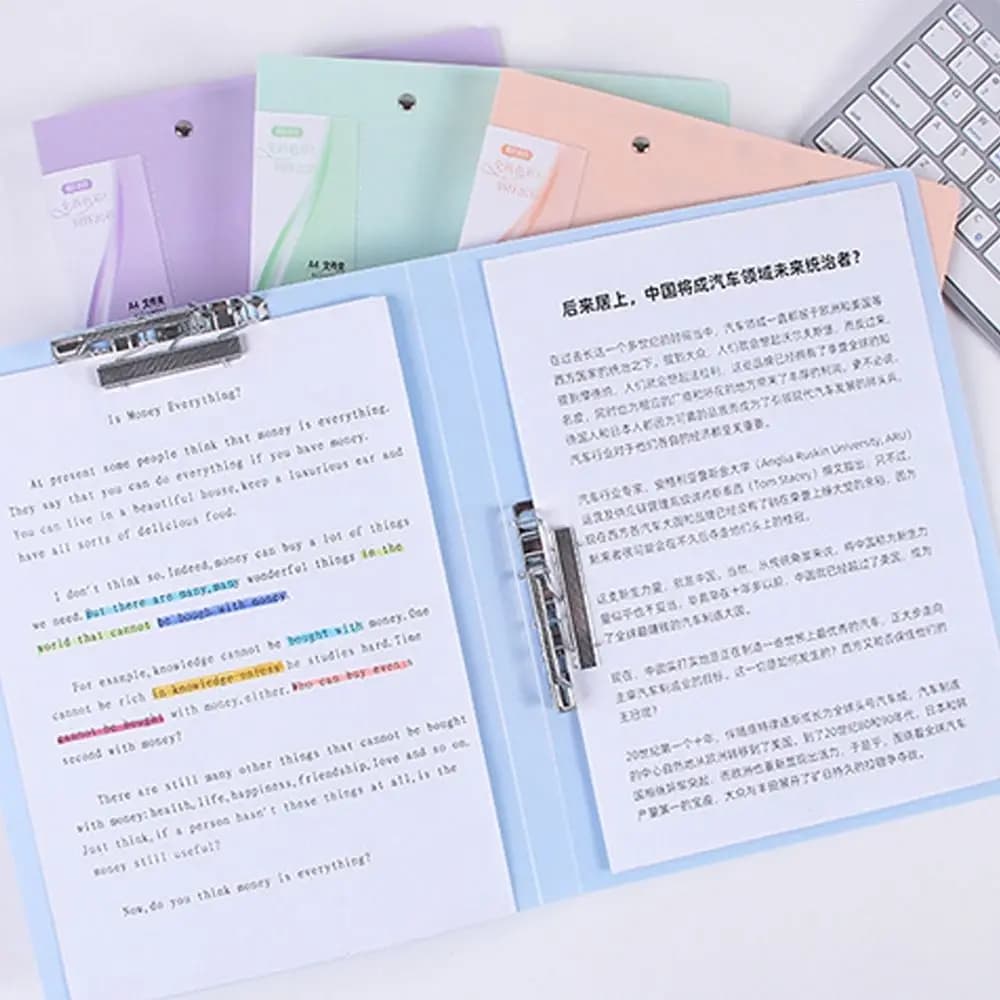 Cartella Portadocumenti A4 da 100 Pagine, Raccoglitore Morandi Senza Anelli, Impermeabile con Doppia Clip Metallica, Libro per la Raccolta di Fogli di Test