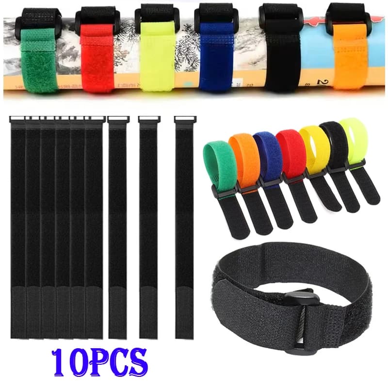 Cinghie riutilizzabili con gancio e anello Cinghie per cavi in nylon Organizzatore di fissaggio regolabile Cinghie per cavi di fissaggio Cinghia per legare la canna da pesca