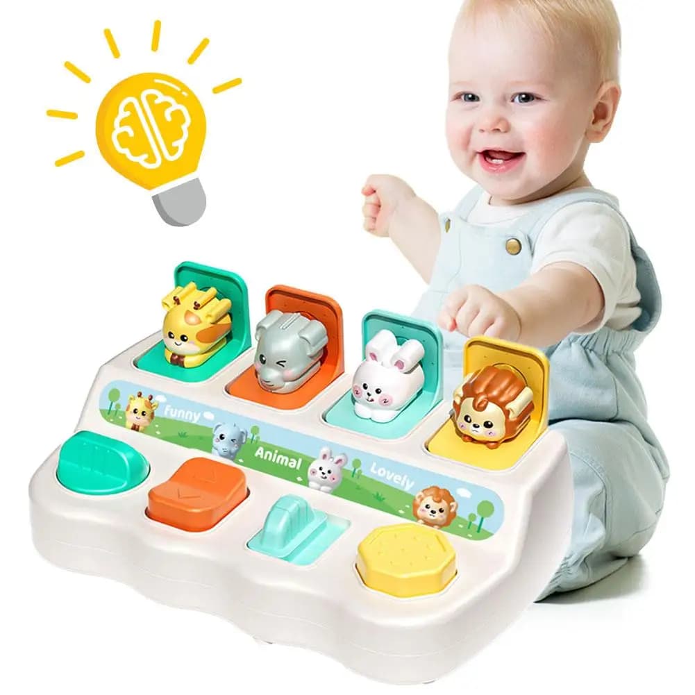 Interactive Pop Up Animals Toys Kids Hide Seek Switch Box 6 12 Months Cause and Effect Toys Montessori Development Sensory Toys