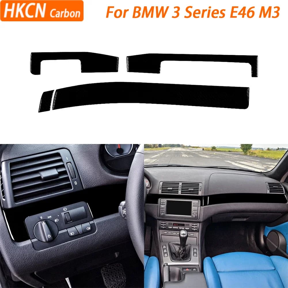 Accessories for cars Piano Black Dashboard Panel Dresses Cover Trim Wall decal Interior edit for BMW Series 3 E46 M3 1998-2006