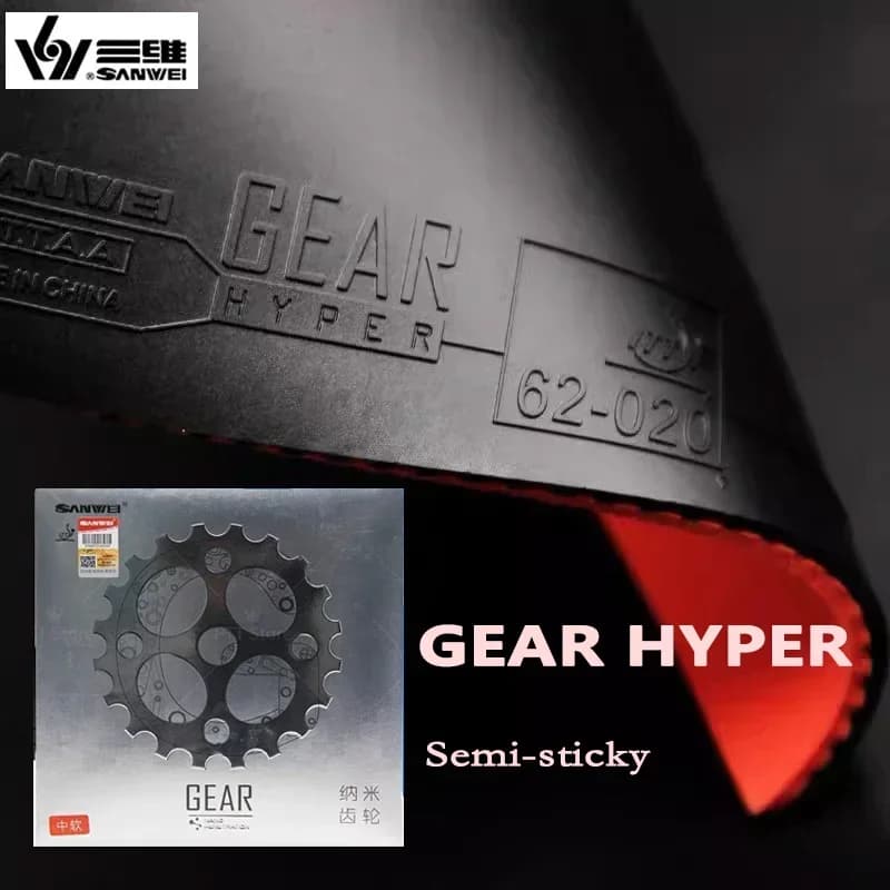 OriginaleSANWEI GEAR HYPER Gomma da ping pong Foglio di gomma da ping pong semi-collente con spugna per torta media preaccornata Gomma Sanwei