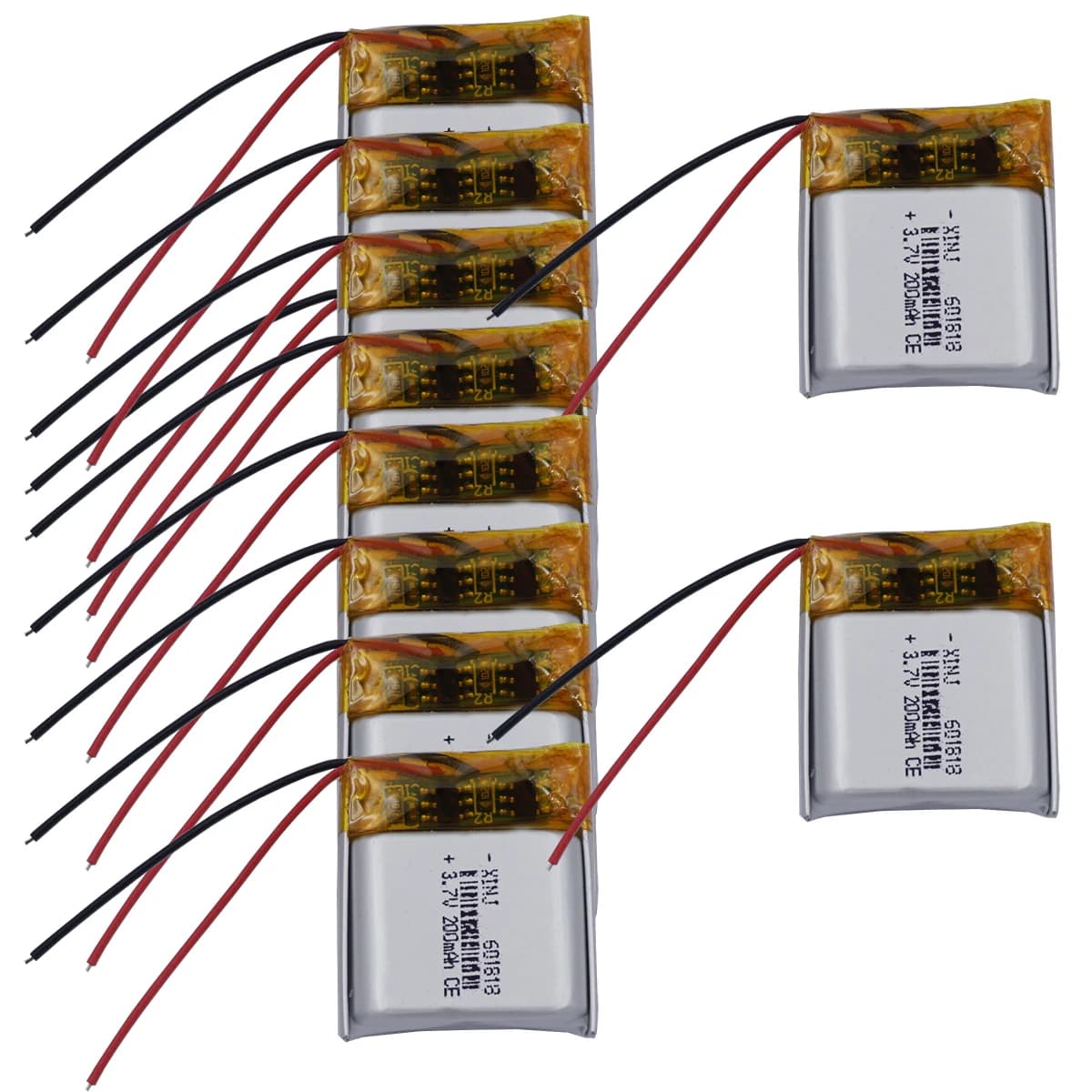 Batteria al litio ricaricabile ai polimeri di litio da 10 pezzi 3,7 V 200 mAh 0,74 Wh 601818 Per mouse, altoparlante Bluetooth, cuffie, smartwatch