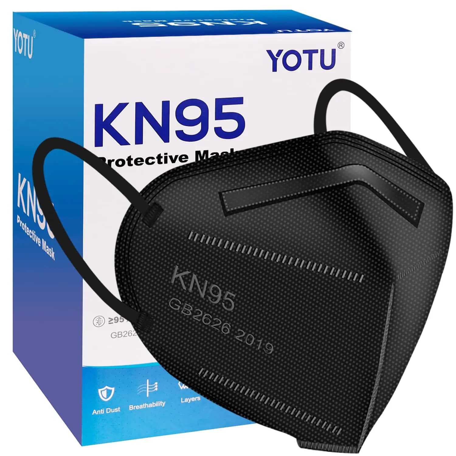 KN95 60 Pieces, 5-layer design, 95% Filtration efficiency for Home and Work