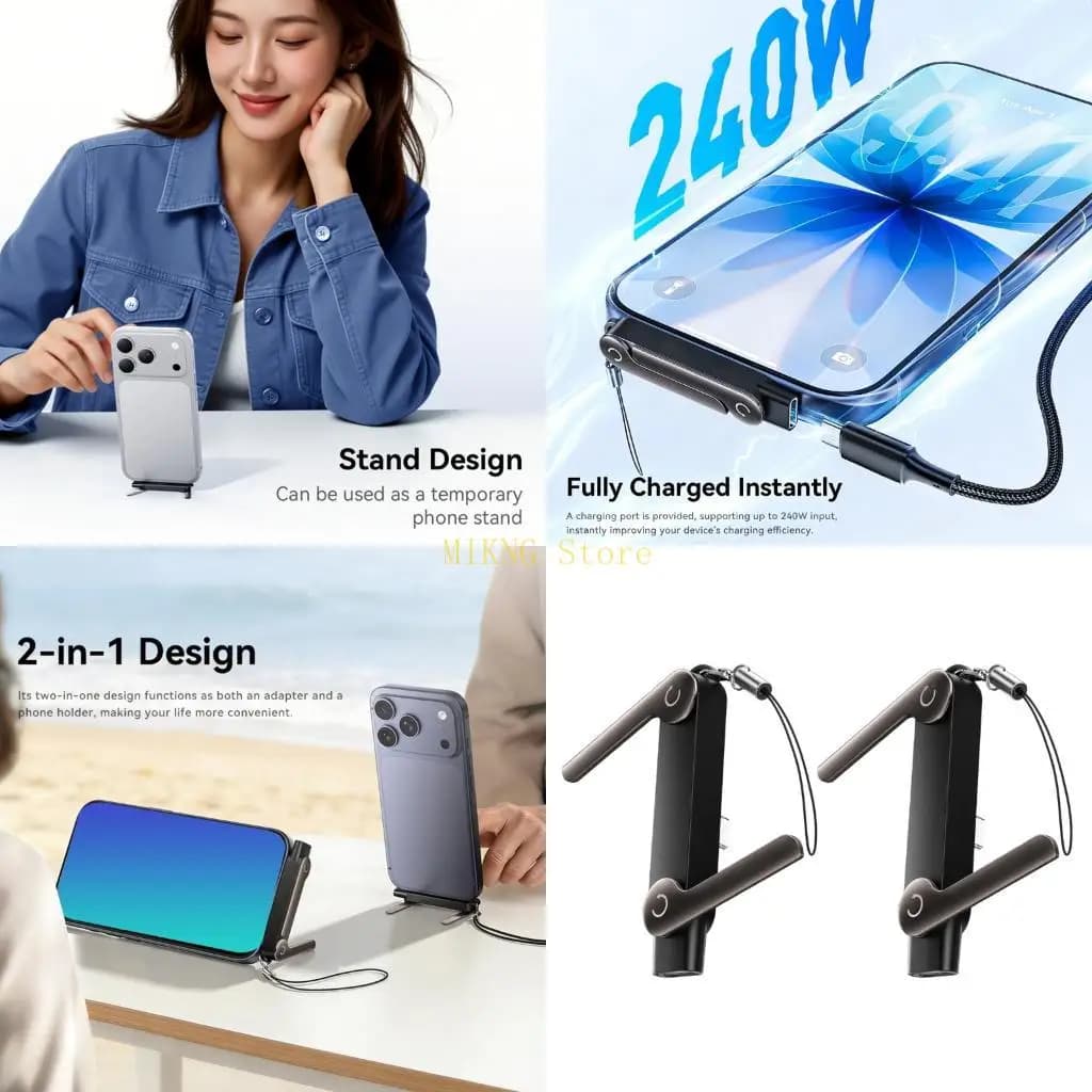 L'adattatore per supporto per telefono in plastica tipo C consente ricarica rapida PD240W e visualizzazione stabile con