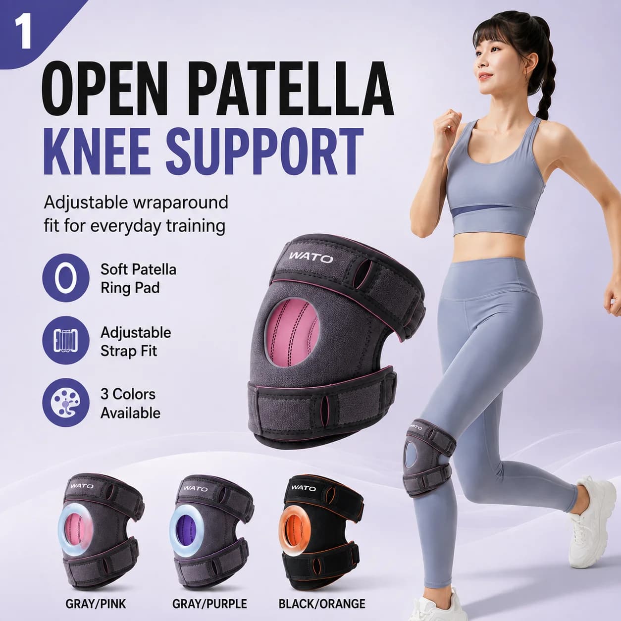 Knee Pad for Lift from Pain to Ginocchio, Compression Sleeves with Rotula Gel Bearing, Side Stabilizers, Menisk Ginocchio Support
