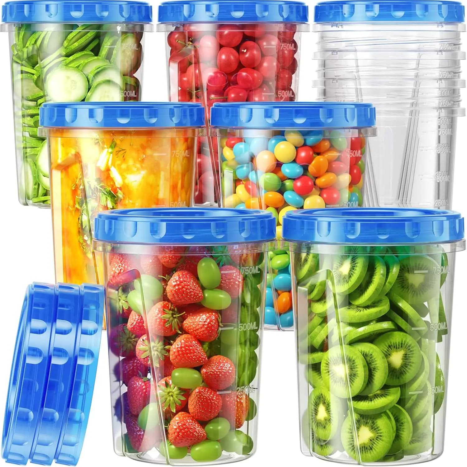 Set di contenitori per congelatore da 10 pezzi da 33 once, contenitori in plastica per alimenti con coperchi a chiusura a torsione, contenitori impilabili per zuppe senza BPA