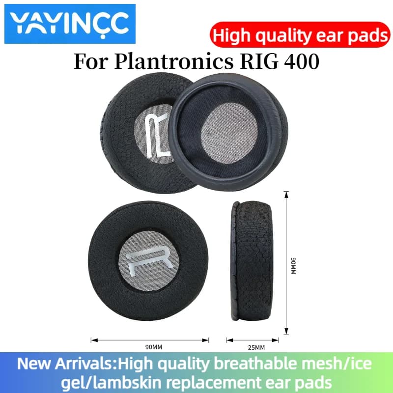 YAYINCC Replacement Breathable football mesh Ear Pads Cushions For Plantronics RIG 400 Headphone Soft Memory Foam Pads/Earpads