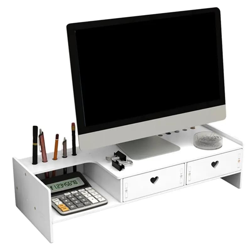 Support for Monitor A25F with Additional shelf and drawers, Office and Dormitory Desk Organizer