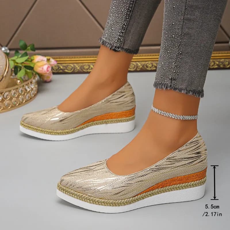 Scarpe da donna Bocca superficiale Scarpe singole Design Scarpe con zeppa da esterno per donna Mocassini Calzature casual Zapatos Mujer