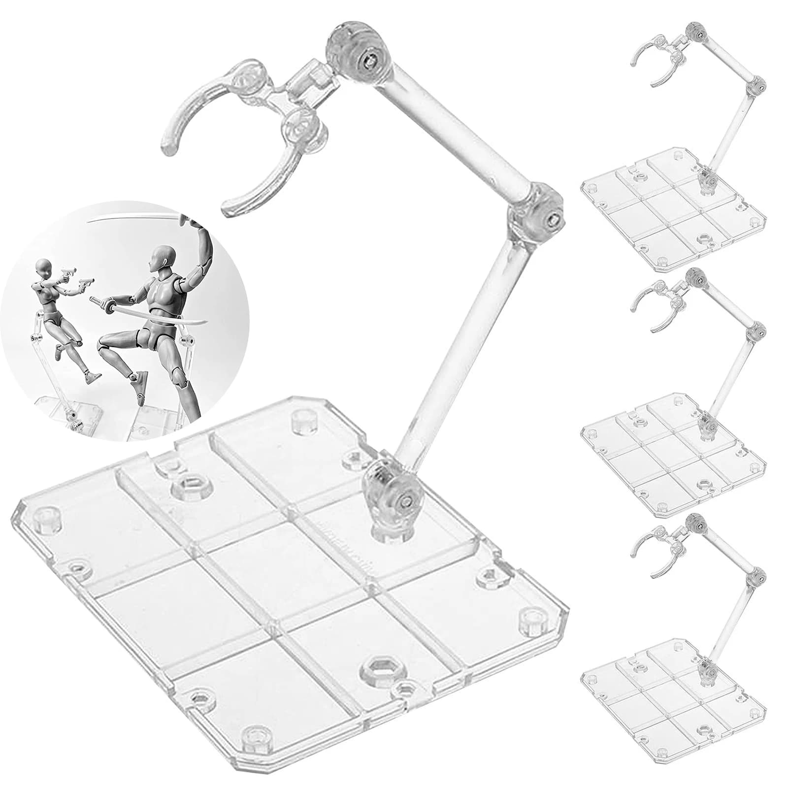 Transparent Support for Action Figures, Model Assembled Exhibition Base, Support for Dolls and Models HG RG SD SHF Gundam 1/144