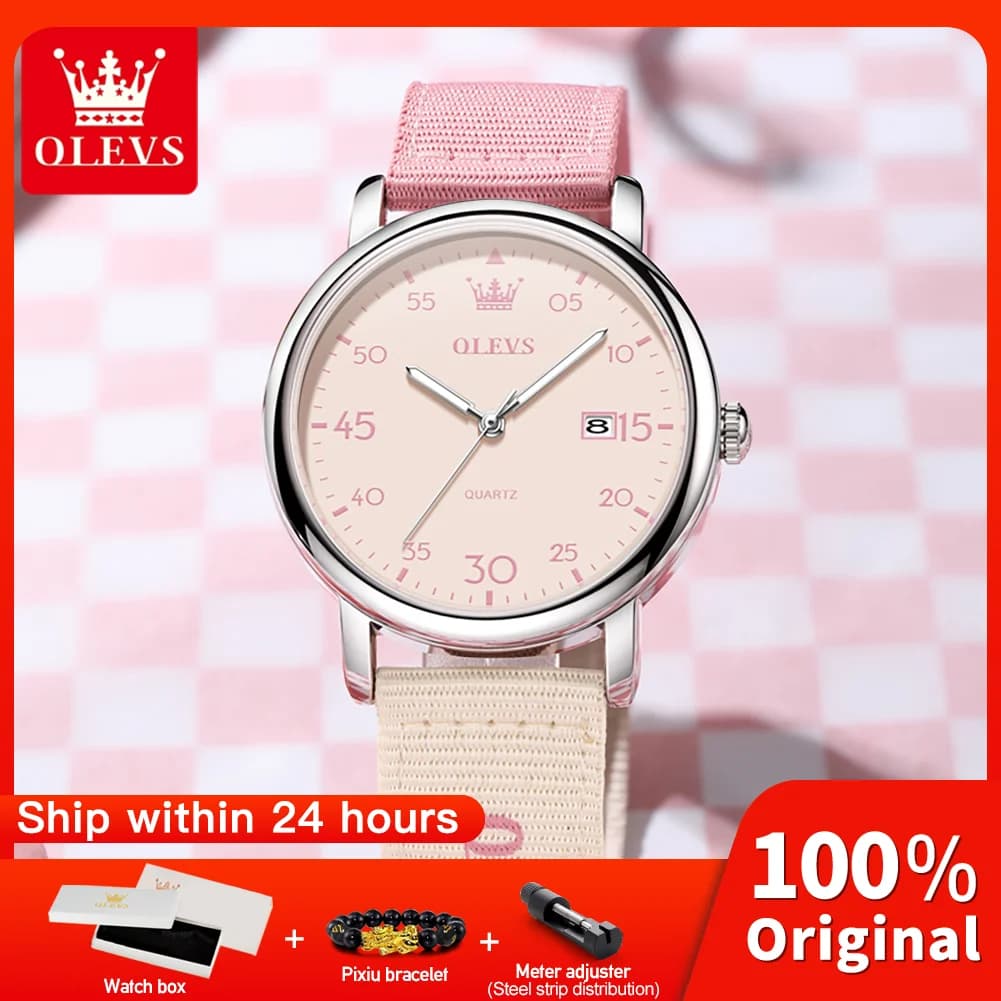 OLEVS 2997 Orologio Originale con Movimento al Quarzo, Moda Studentesca, Calendario, Quadrante Digitale, Funzione Luce Notturna, Impermeabile 30m