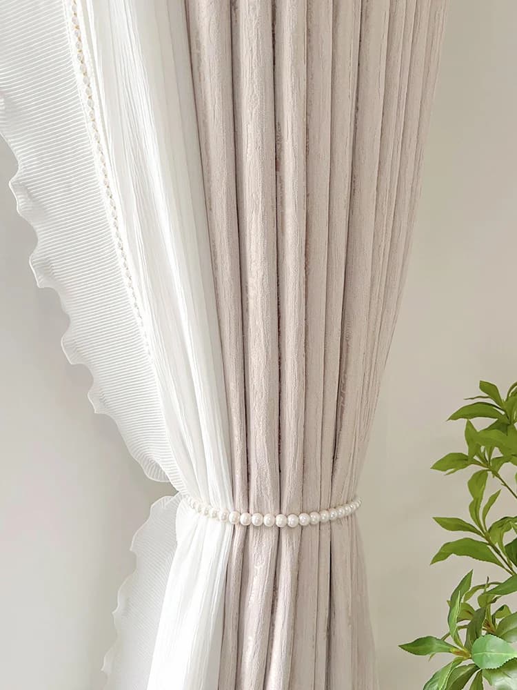 Custom French Luxury Blackout Curtains for Living Room Bedroom Cream Chenille Curtain Blackout Valance Custom Tulle White Tulle
