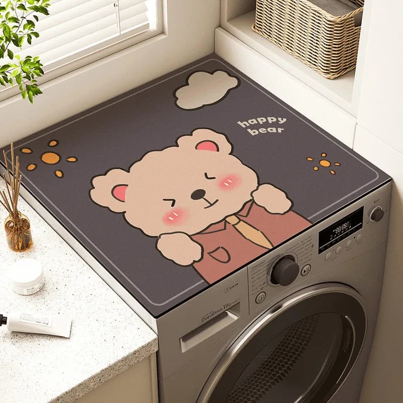 VIKAMA Ins Cute Cartoon Washing Machine Cover Pad Anti-Slip Water-Absorbing Drum Washing Machine Dust-Proof Pad Home Decoration