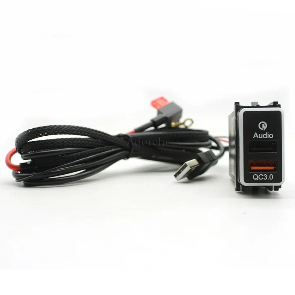 Caricabatteria da auto QC3.0 adattatore per trasferimento dati Audio con doppia interfaccia USB per Nissan Qashqai Tiida Teana Sunny Y61 Y62 X-Trail Sylphy