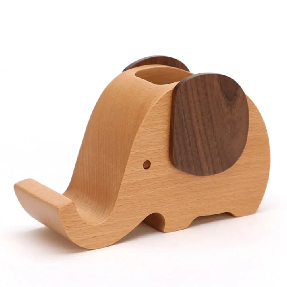 Organizer da Scrivania in Legno a Forma di Elefante, Design Creativo, Portapenne Multifunzionale, Ornamento da Scrivania