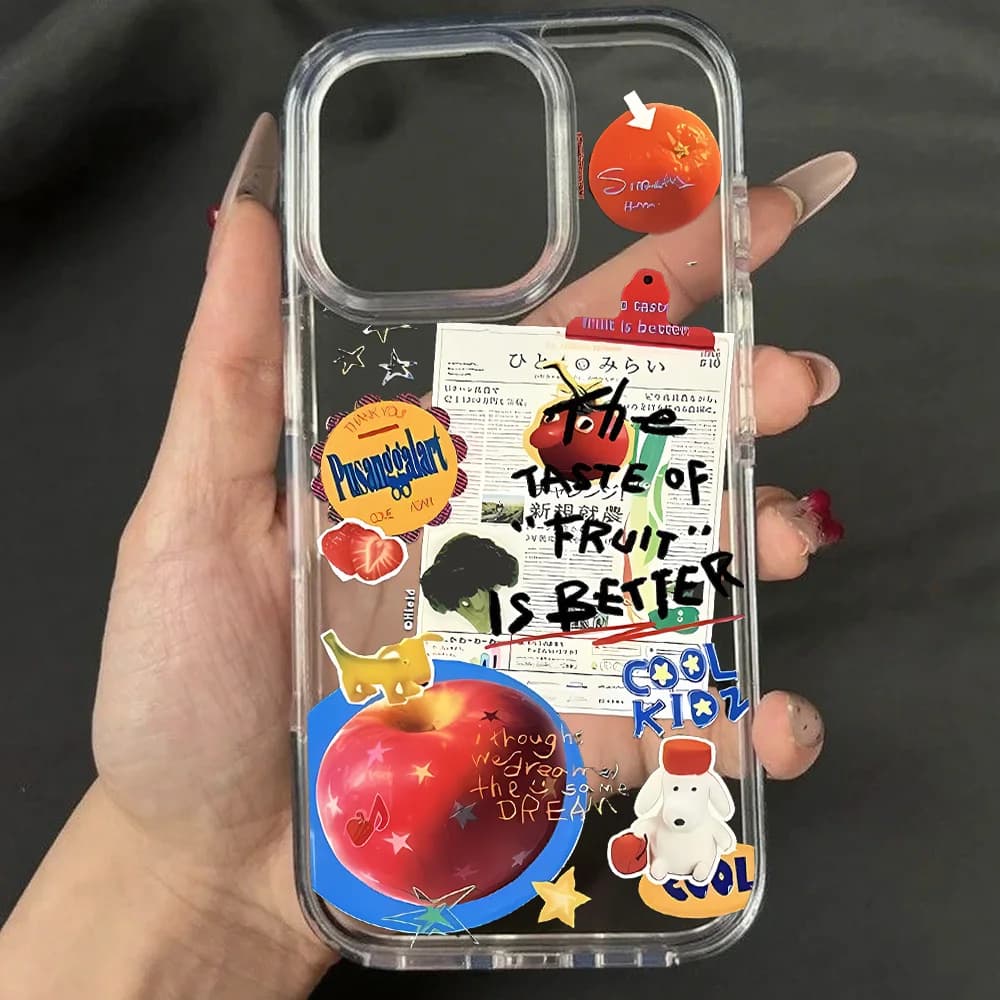 Korean Style Fruit Phone Case for iPhone 17 Air 16 Pro Max 15 14 Plus 13 12 Mini 11 Pro Rear Shock Silicone Cover