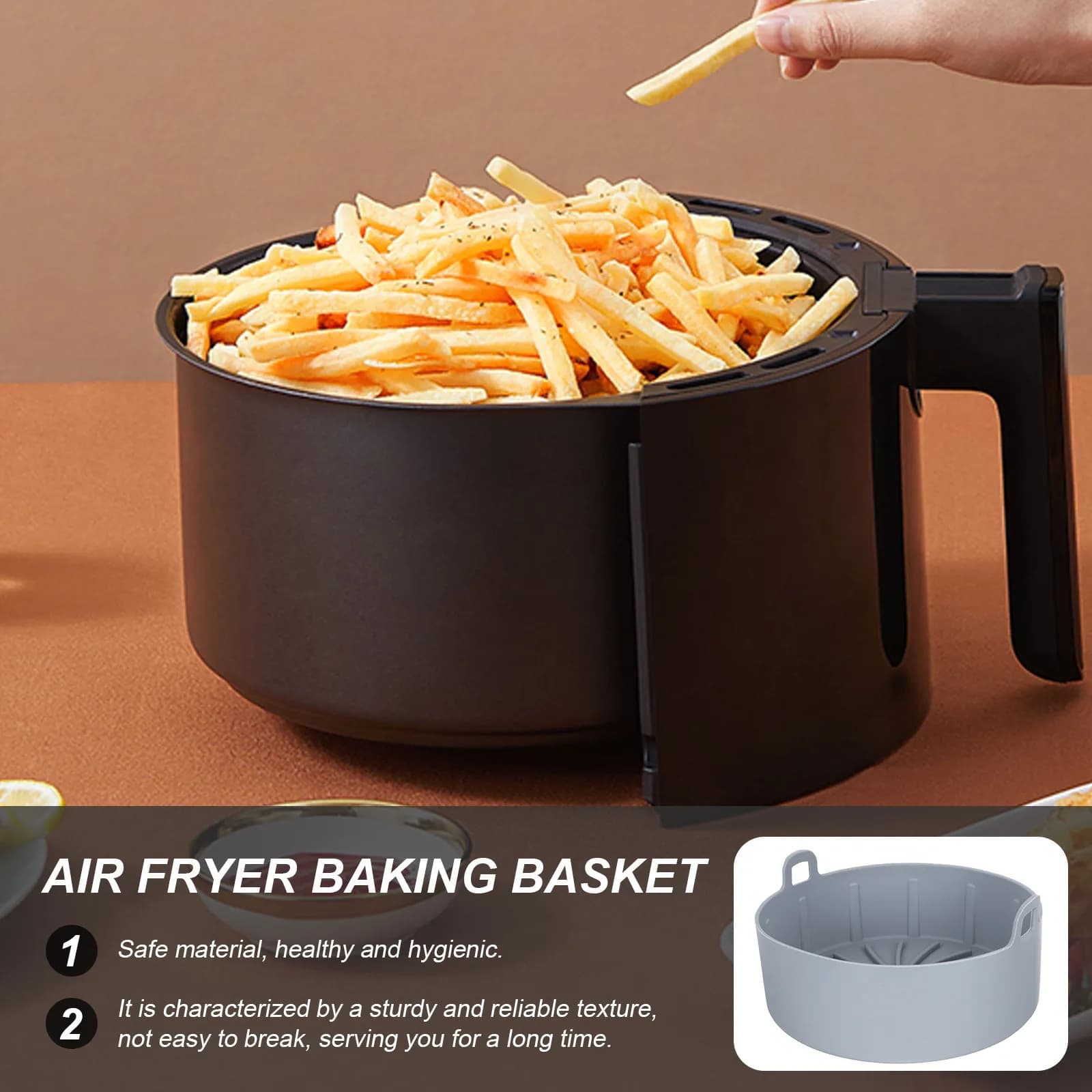 Air Fryer Silicone Container Reusable Baking Basket for Air Fryer Parts Nonstick Cushion Keeps Food Shape Easy Hand Wash