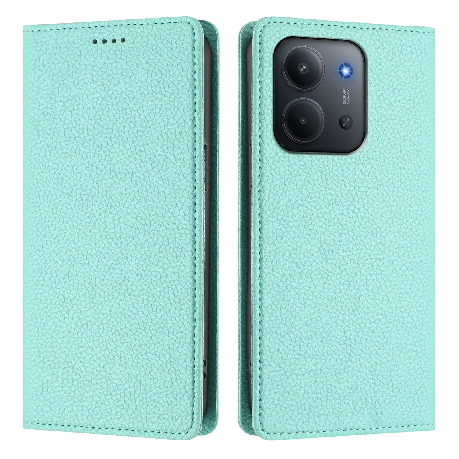 Per Xiaomi Redmi 15C 4G (Globale) (171mm) / Poco C85 4G (171mm) Custodia a portafoglio con blocco RFID Cover mobile in pelle con texture litchi - M