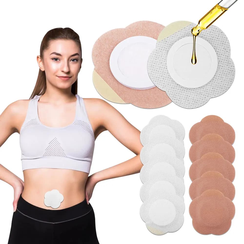 10pc Traspirante Olio di Ricino Ombelico Patch Usa E Getta Autoadesiva Ombelico Benda Spunlace Panno Borsa di Olio di Ricino Pancia adesivo
