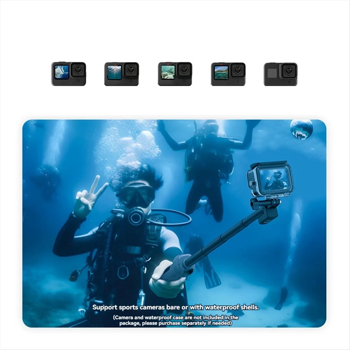 AT42 Selfie Stick subacqueo Impermeabile per immersione Allungabile Selfie Stick Telecomando senza fili per Hero 8 9 10 11 12