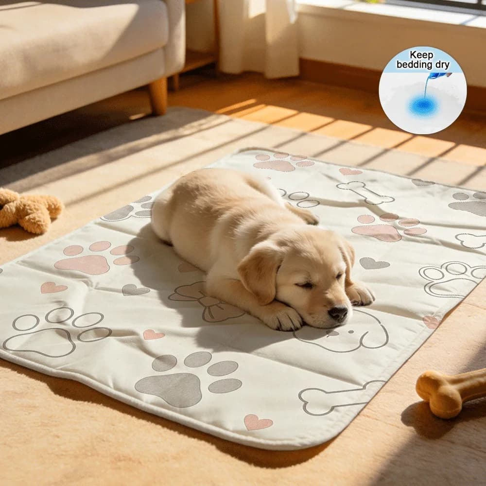 Healing puppy paw prints Washable Reusable Dog Underpads Anti-Scratch Durable for Adult Dogs and Puppies