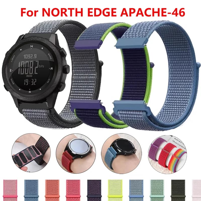 Anello sportivo in nylon da 22 mm per cinturino per orologio traspirante NORTH EDGE APACHE-46 Correa per cinturino per smartwatch NORTH EDGE APACHE-46