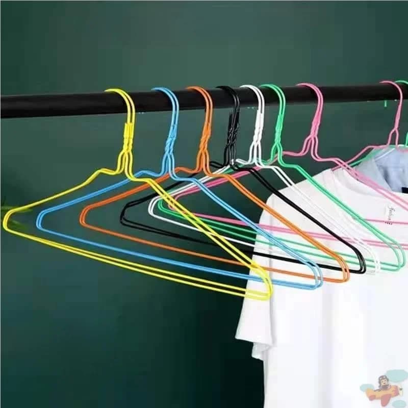 Blue And White Clothes Hanger Plastic Coated Fine Wire Clothes Hanger for Home Use Hotel Laundry Room Clothes Drying Rack
