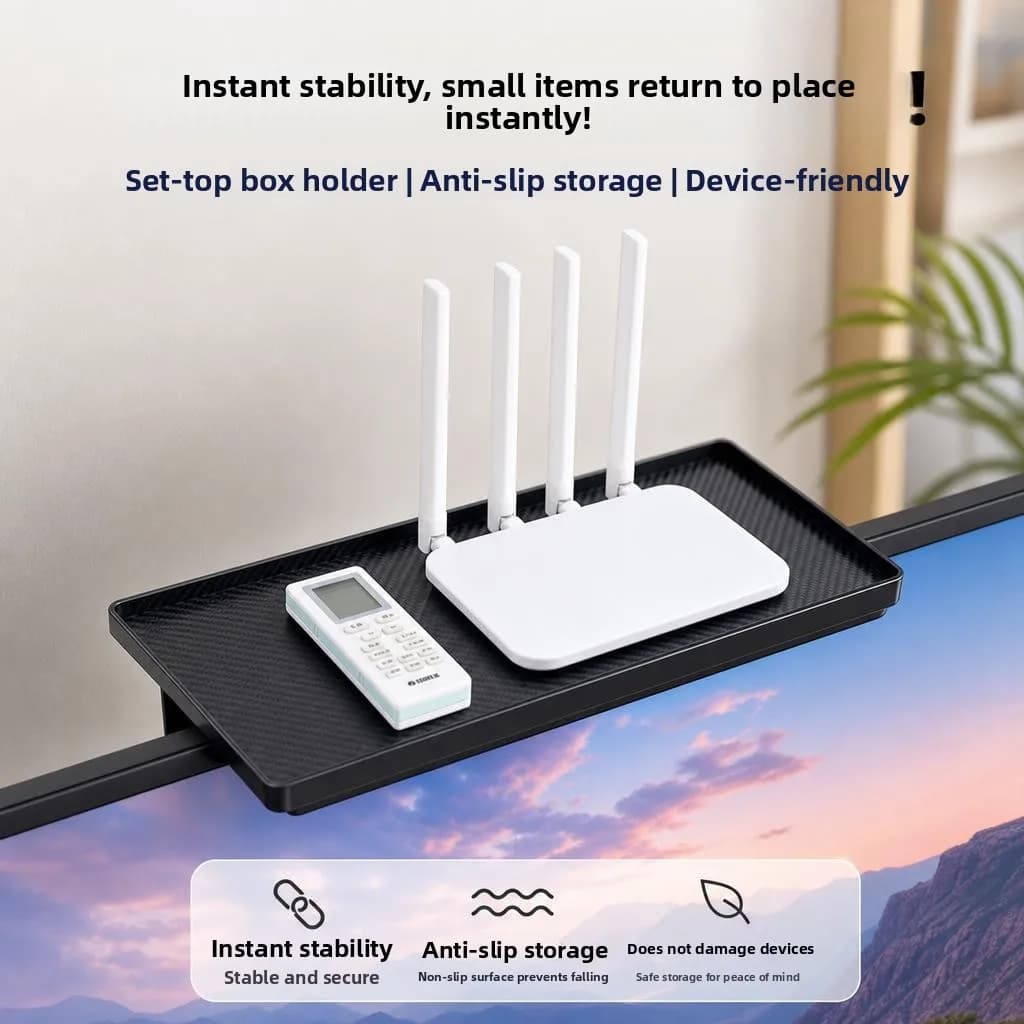 Supporto per router, scatola portaoggetti, supporto per TV, monitor, set-top box, mensola, nessuna perforazione richiesta, materiale PET