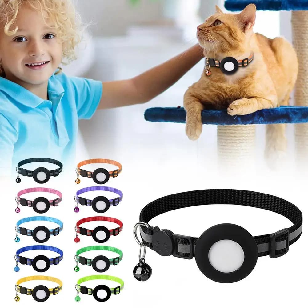 Collare per custodia Airtag per gatti con custodia protettiva per localizzatore anti smarrimento Tracker Accessori per cani Collari riflettenti per animali Airtag Cas
