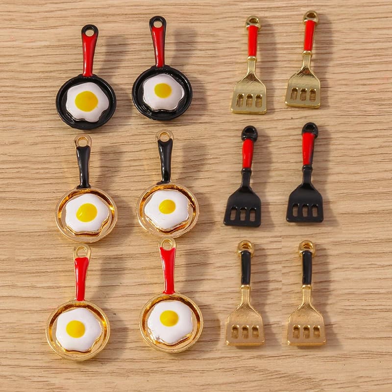 Tusember 10 Pieces Enamel Pendants for Fried Eggs, for Creation of Fai-da-Te Jewelry, Earrings, Bracelets and Craftwork