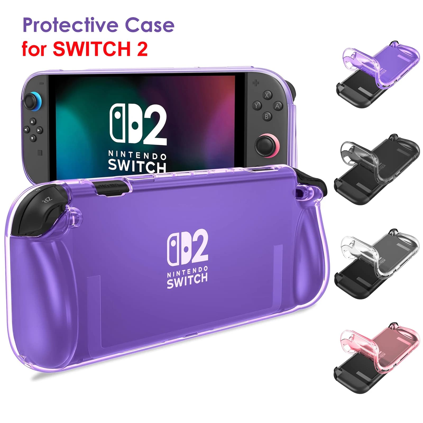 Custodia protettiva per Switch 2 (2025), NS 2 Custodia protettiva in TPU, antigraffio, assorbimento degli urti, design con impugnatura ergonomica per NS2