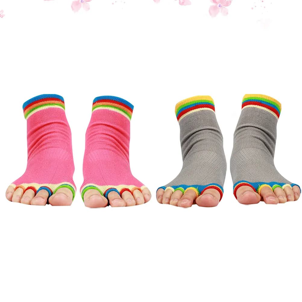 2 paia di calzini antiscivolo per yoga, in silicone premium, cotone, poliestere, impugnatura antiscivolo per yoga, pilates, danza, sport, spa, fitness, rosa scuro