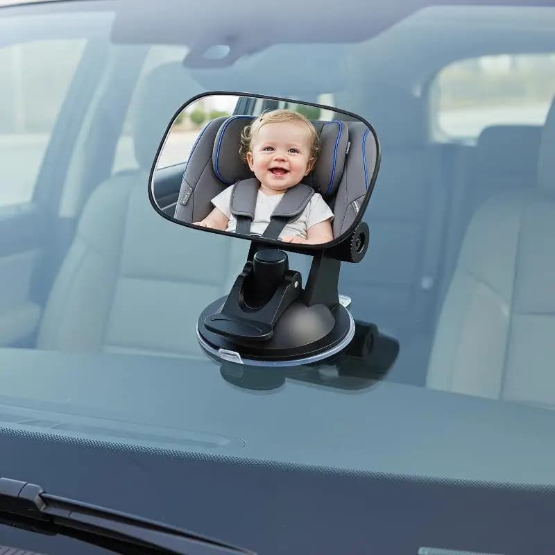 Adjustable Wide View Car Back Seat Baby Safety Mirror with Suction Cup & Clip for Blind Spot Free Infant Monitoring