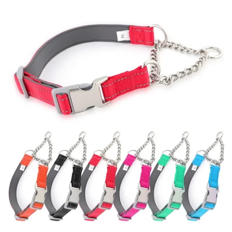 Collare per Cani, Guinzaglio Regolabile, Catena per Cani Riflettente in Tessuto di Nylon, Collari per Cani di Piccola, Media e Grande Taglia