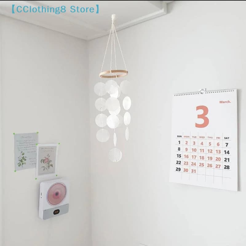 1PCS Creative Hanging Moon Wind Chimes Natural Shells With Crisp Ringtones Dream Catchers Home Decoration 【AliS8】