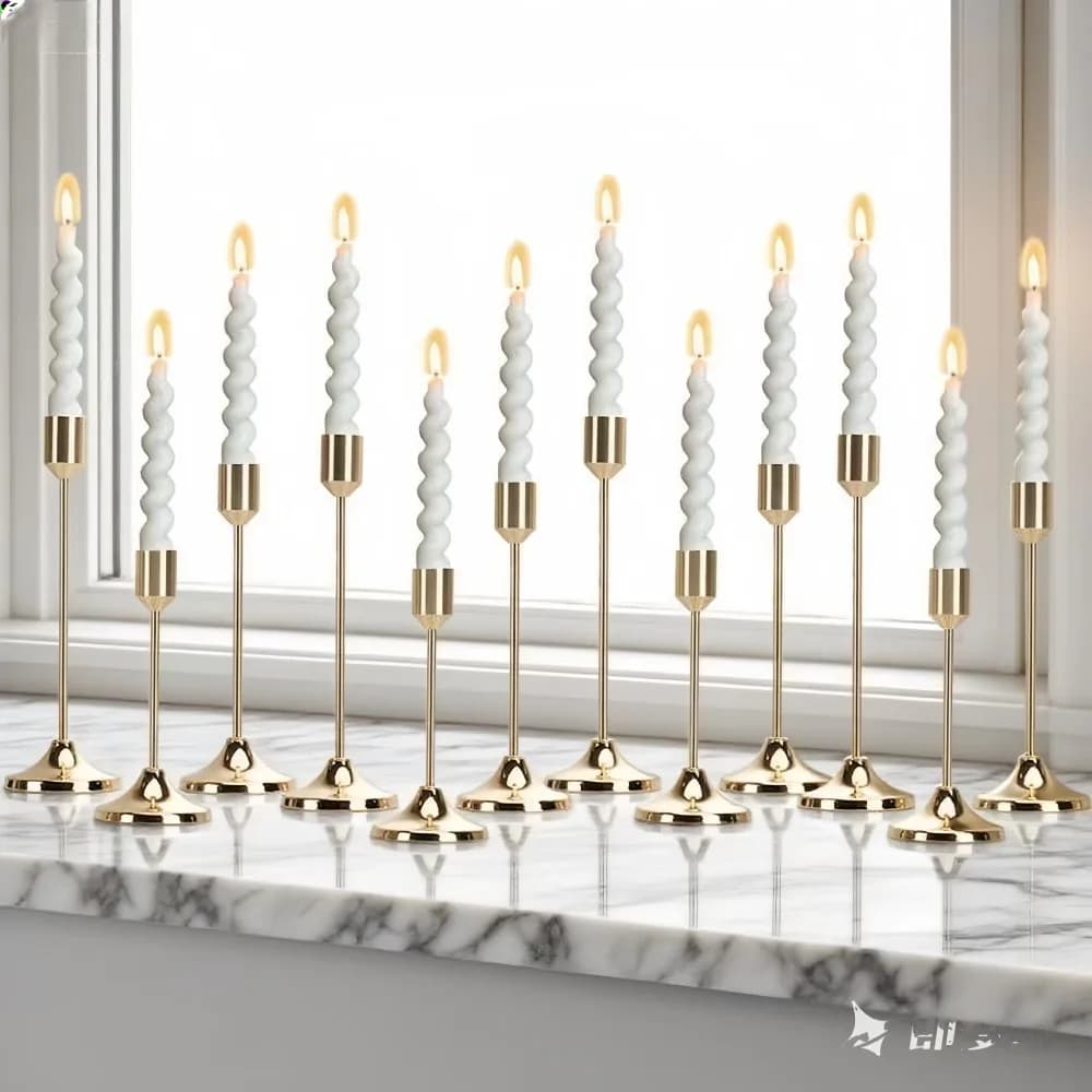 Set of 12 Metal Candles European Style, Elegant Table Candles Holders for Weddings, Refined Christmas Candles