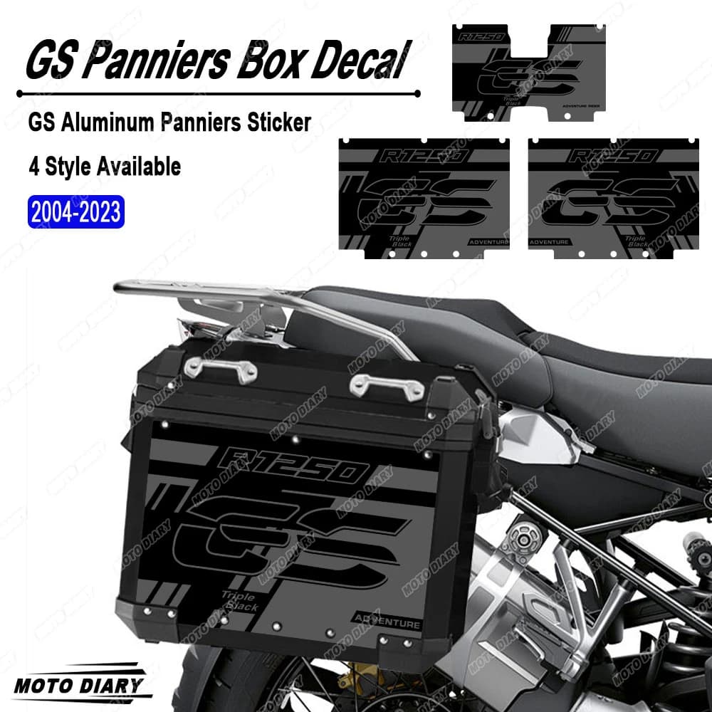 R1200GS R1250GS Adventure Motorcycle Aluminum Alloy Box Sticker Triple Black Side Case Decals For R 1250 GS ADV 2007-2023
