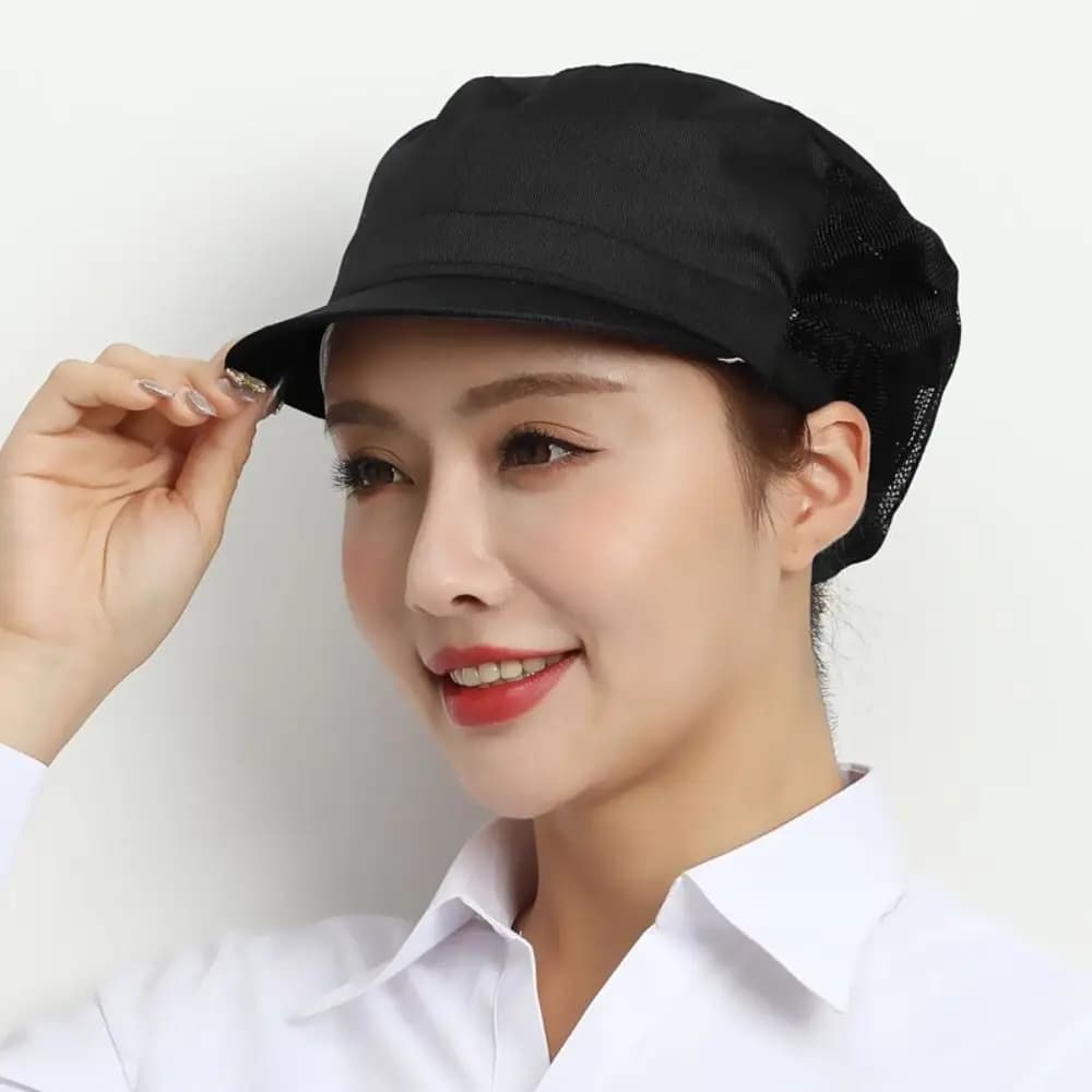 Chic Cloth Work Hat Food Service Breathable Mesh Cooking Hygienic Cap Smoke-proof Dust Work Wear Hair Nets Cap Canteen Catering