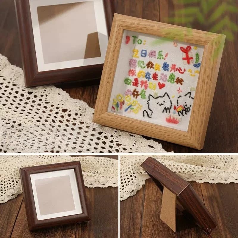 5/10PCS Oil Painting Stick Picture Frame Pendulum Table Mini Square Hollow Picture Frame Wooden DIY Frame Photo Frame