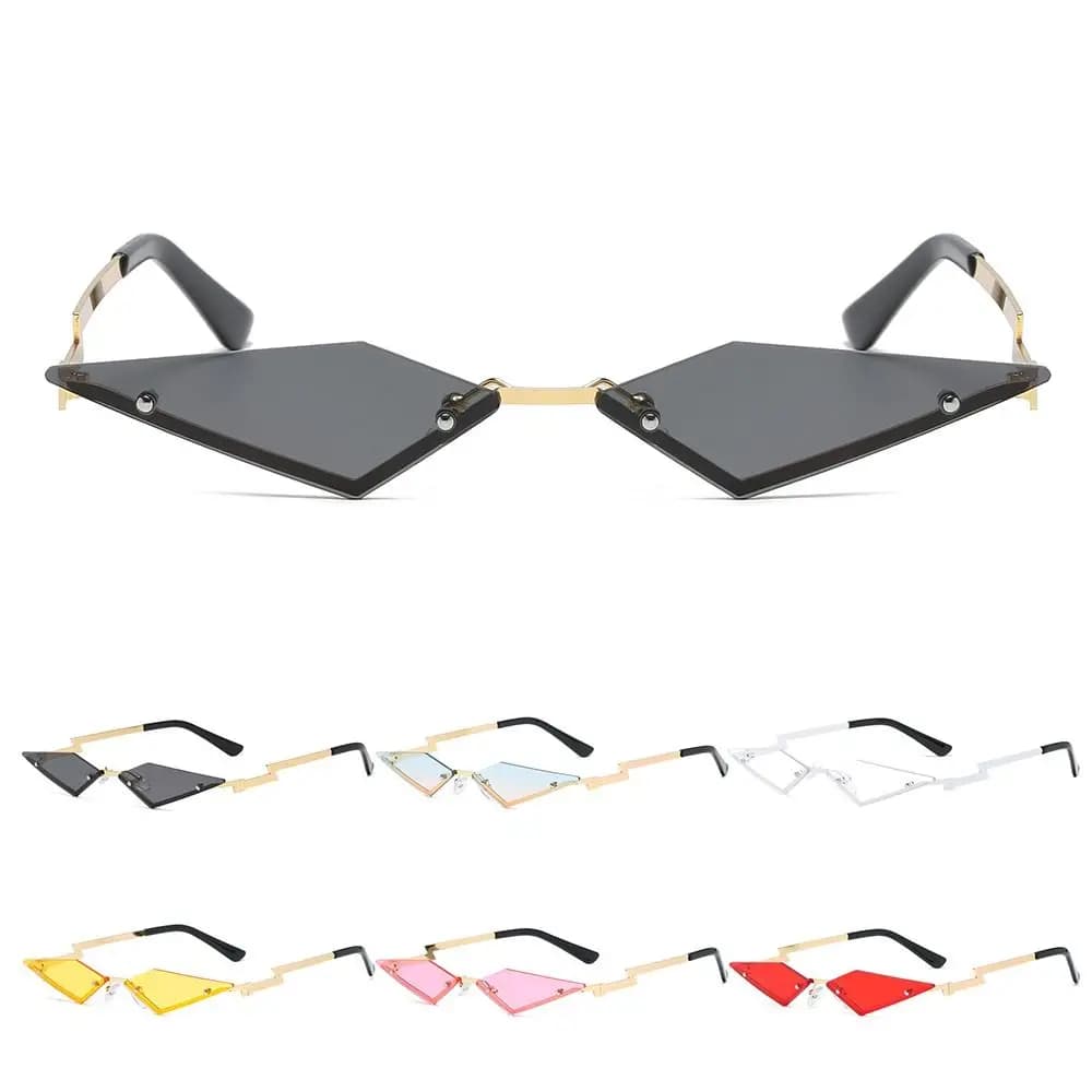 Metal Frame Lozenge Sunglasses UV400 Rimless Polygon Sun Glasses Colorful Halloween Eyeglasses