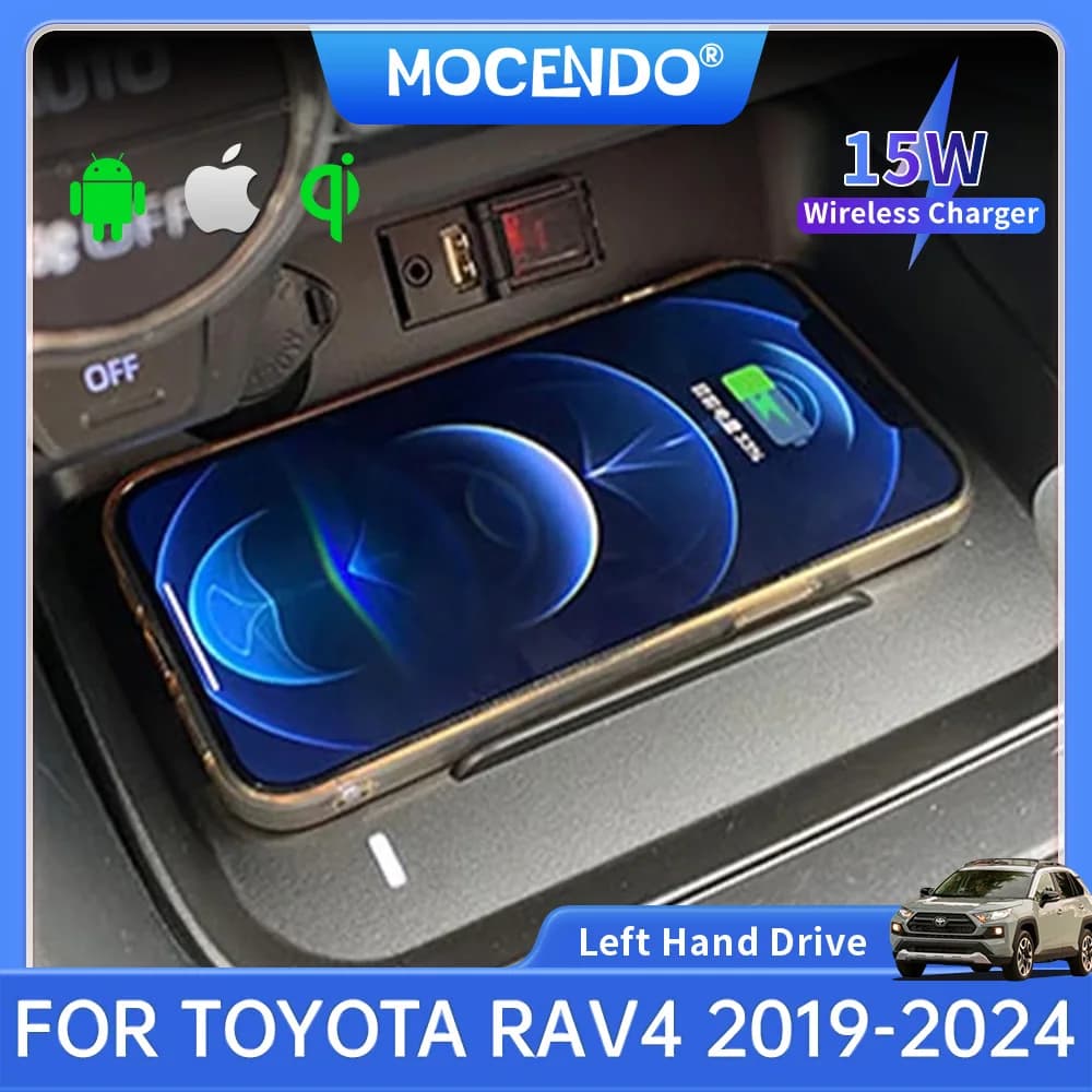MOCENDO-Wireless Car Charger, Fast Charging Phone Plate, Charger Pad for Toyota RAV4, 2019, 2021, 2022, 2023, 2024