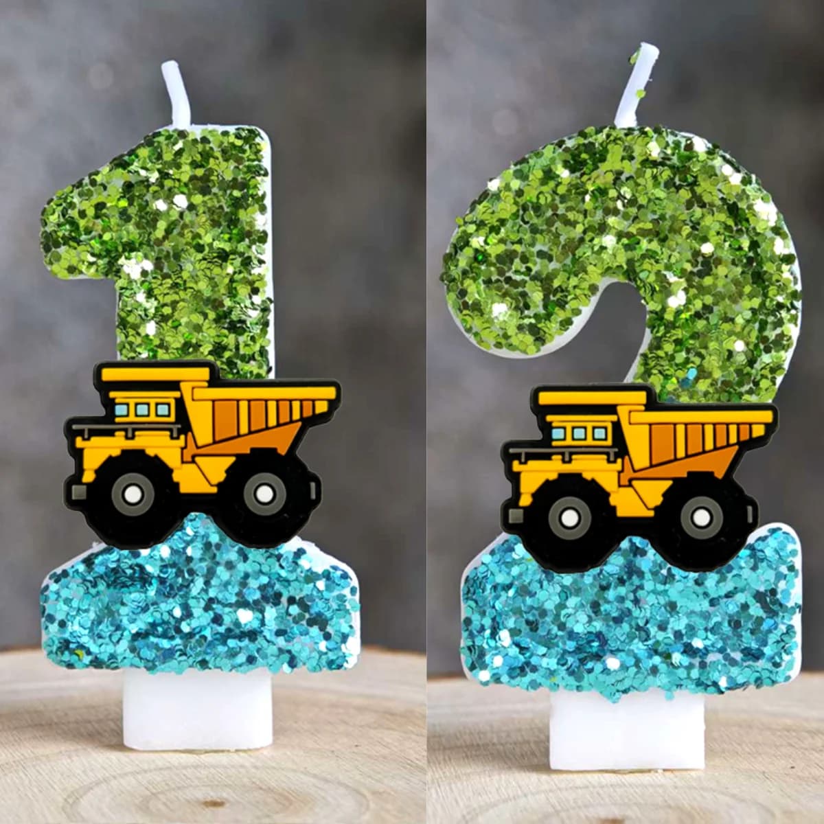 3D Excavator Shape Candles, Birthday Cake Decorations to Theme Building Vehicles for Children, Supply for Engineering Party