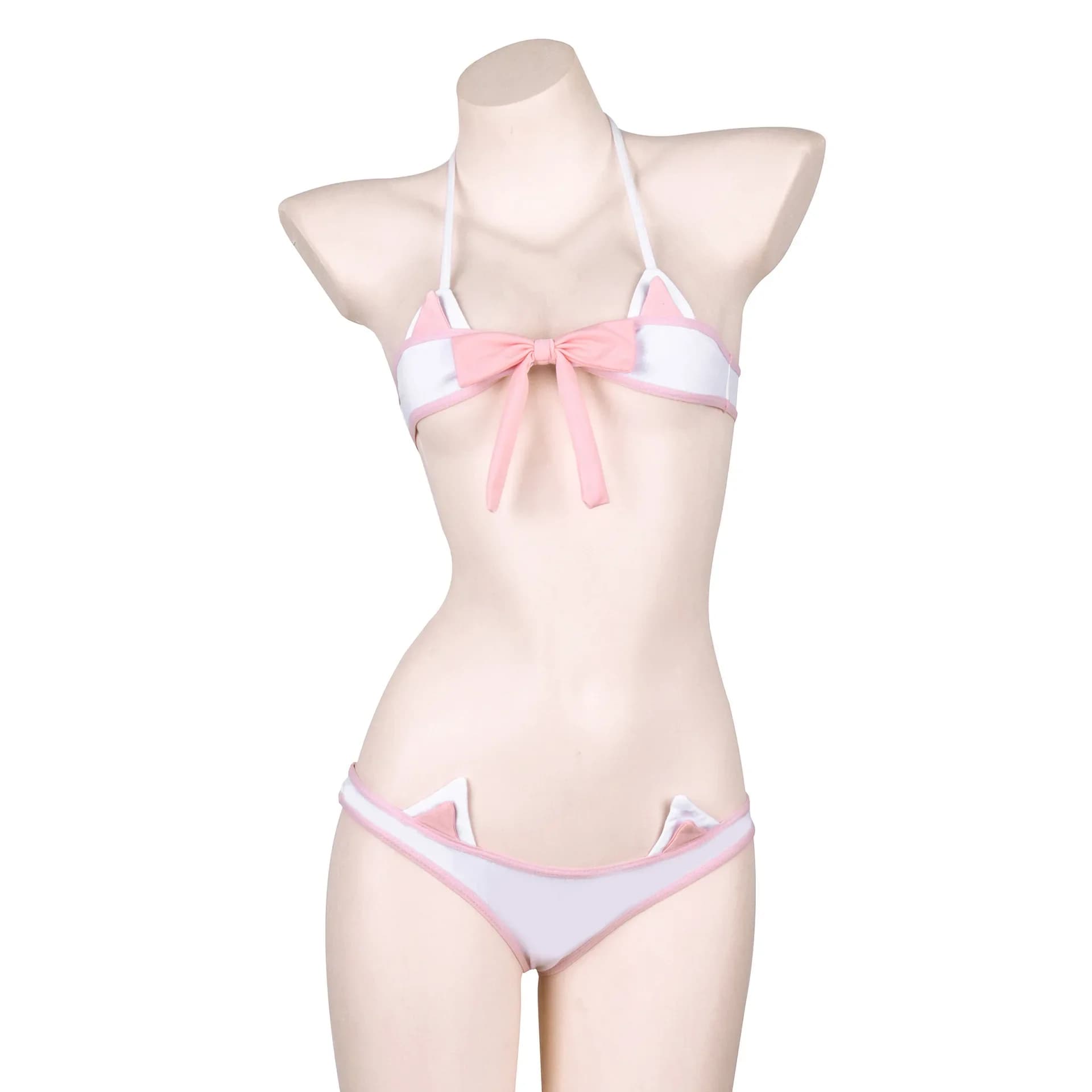 Amine Cat Girl Mini Bikini Set Halter Bandage Backless Lingerie Bow Costume Cosplay Simpatico costume da bagno giapponese Gioco di ruolo Intimo