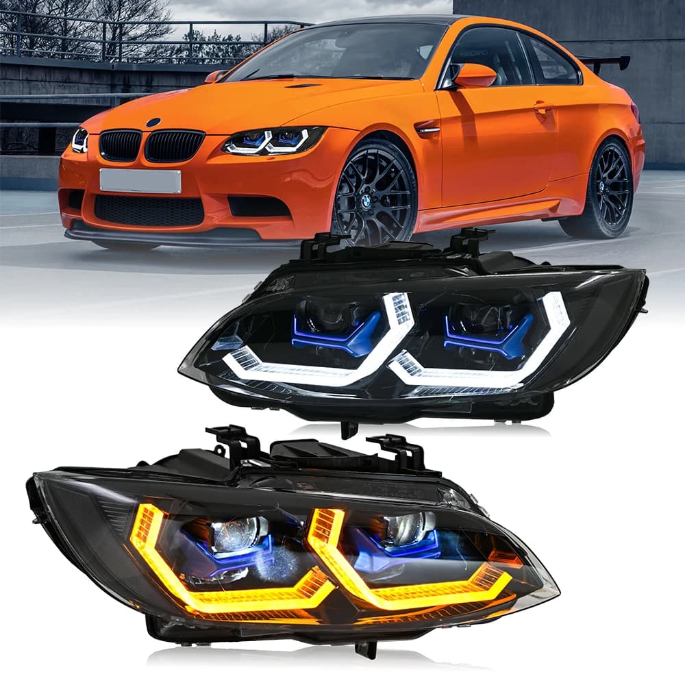 Coppia di Fari Super DRL con Luci Diurne per BMW Serie 3 2007-2010 2011-2013 E92 E93 LCI 328i 325i 335i, Fari Xenon HID