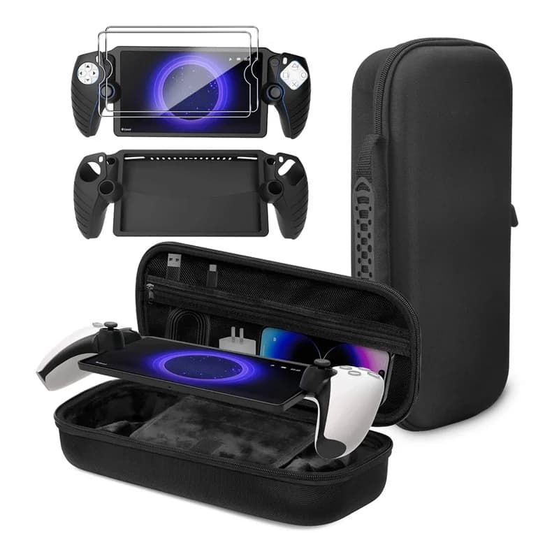 Set di accessori 3 in 1 compatibile con Playstation Portal Custodia da trasporto EVA per portale PS5 Custodia protettiva in silicone morbido